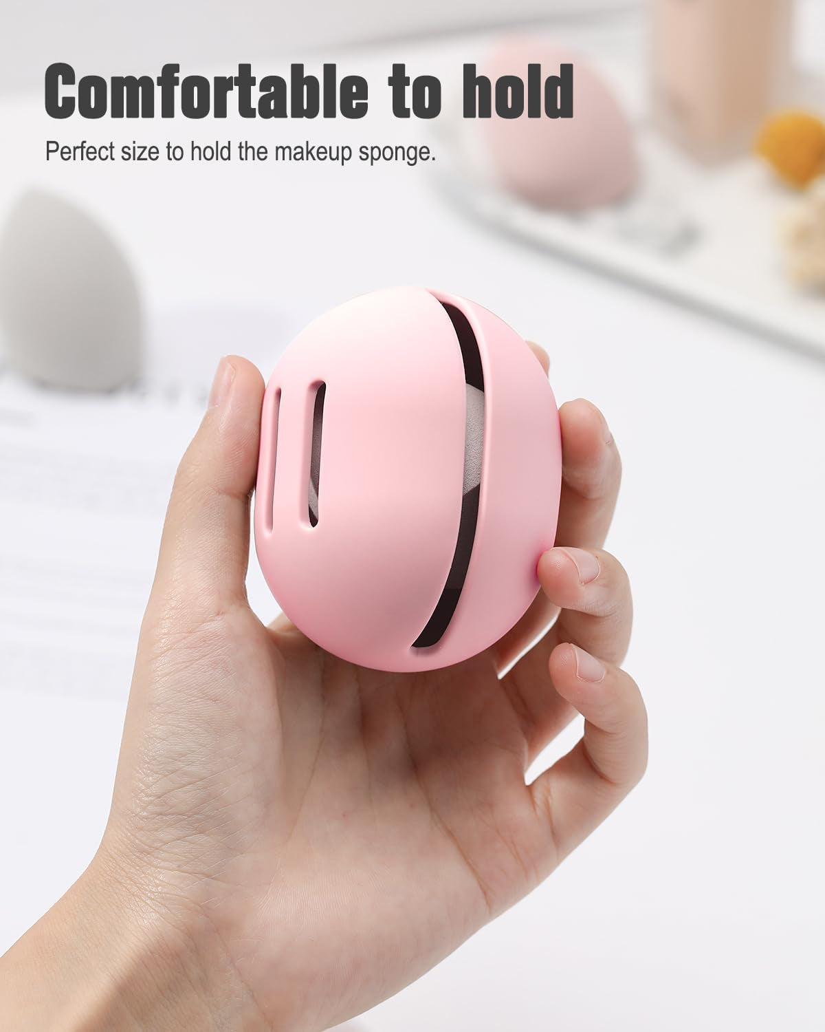 2 PCS Makeup Sponge Holder – Shatterproof Eco-Friendly Silicone Beauty Make up Blender Case for Travel - Pink