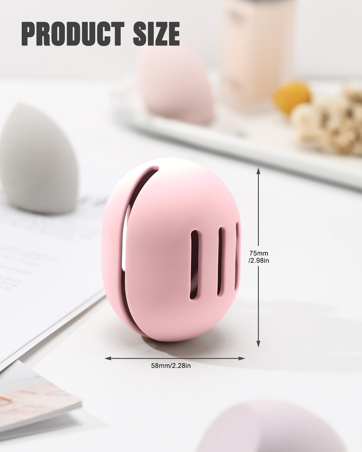 2 PCS Makeup Sponge Holder – Shatterproof Eco-Friendly Silicone Beauty Make up Blender Case for Travel - Pink